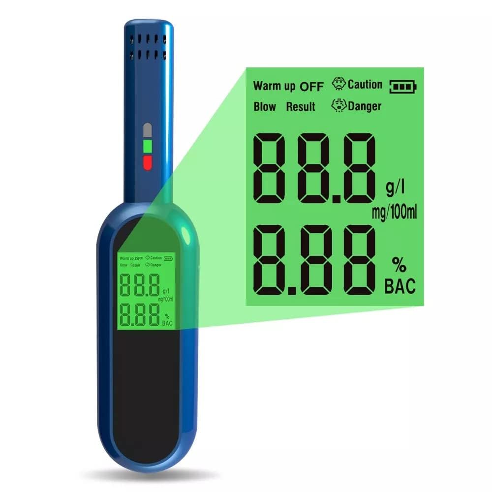 Dr.mom Professional Alcohol Tester Breathalyzer Pocket Digital Detector Breath Analyzer Audible Alert Portable With Lcd Display And Easily Rechargeable(Large)