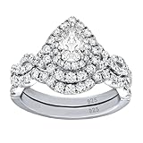Wuziwen Vintage Pear Shaped Engagement Rings for Women Bridal Set Infinity Twisted Wedding Band 925 Sterling Silver CZ Sz 6