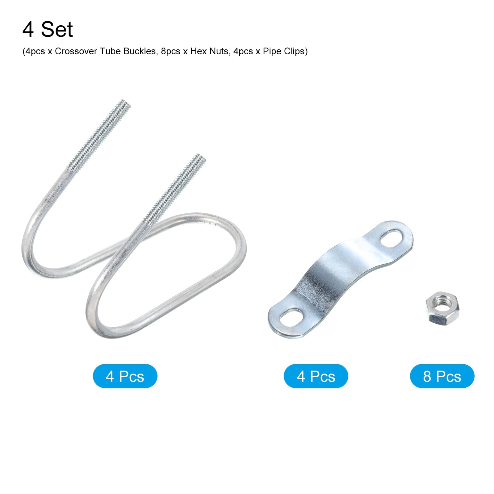 QUARKZMAN Cruzado-Conector Vertical Tubo Clip, 4uds Ajuste 2"(50mm) a 2"(50mm) Cruzada Hebilla Acero Cruz Tubo Abrazadera para Invernadero Toldo Marcos