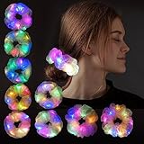 Light Up Scrunchies, Double-layer LED Scrunchy Christmas Hair Ties Glow in the Dark Party Supplies Glow Sticks Halloween Party Favor Festival Rave Accessories for Girls & Women Neon Party