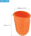 PATIKIL 0.71x1.1 Inch bouts de doigts en caoutchouc, 10 Pack Silicone Thumb Fingertip Protecteur Couvres Pads de garde Poignées épaisses pour le comptage de bureau couture, Orange petite taille