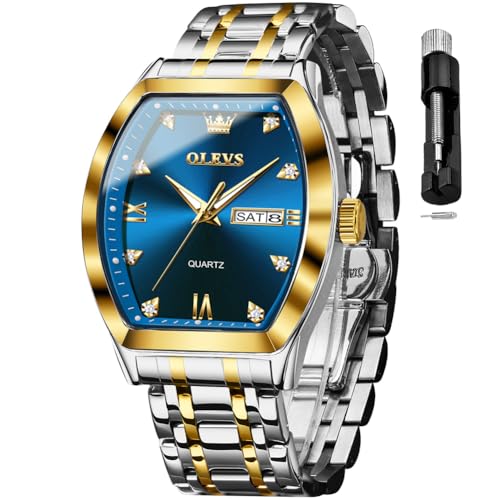 Image of OLEVS Men Watches Square Business Dress Diamond Analog Quartz Date Luxury Watch for Men Casual Stainless Steel Waterproof Luminous Wrist Watch