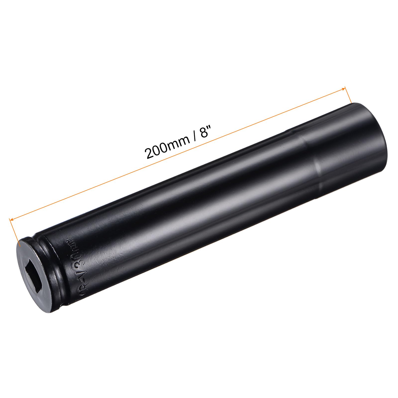sourcing map Douille Impact 30mm 1/2" Empreinte Profondeur Traité thermiquement douille à choc CR-V Acier 200mm (8") Longueur 6 points Dimensions métriques