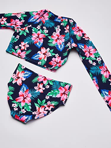 Image of Kanu Surf Girls' Long Sleeve Rashguard UPF 50+ Two Piece Swim Set