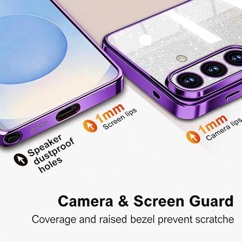 Image of Misscase for Samsung Galaxy S26 Case Compatible with MagSafe,Built-in Camera Lens Protector Full Protection Soft TPU Anti-Scratch Anti-Fingerprint Magnetic Glitter Slim Case Cover Purple