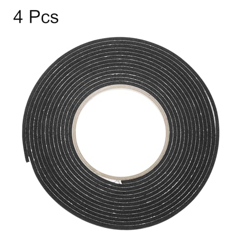 Image of uxcell 4pcs Rolls Single Sided Foam Tape Removeable EVA Sponge Mounting Tape Strong Adhesive Tape Strips(Black, 13ft x 1 /4 inch x 1 /8 inch) for Home Paint Wall Hanging Poster Decor