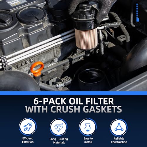 Image of 6-Pack 15208AA170 Oil Filter with Crush Gaskets, Fits for Subaru WRX 2015-2024, Fits for Subaru BRZ 2022-2024, 1.6L, 803916010