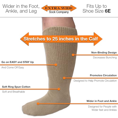 Extra Wide Comfort Fit Athletic Crew (Mid-Calf) Socks for Men and Women, For Wide Feet Pick your size, Do not size up2