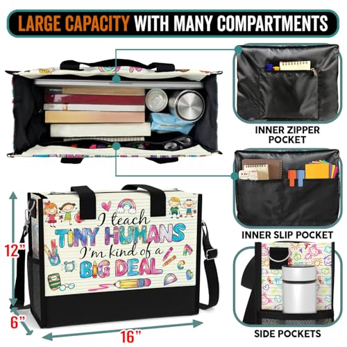 Bolso tipo tote grande impermeable con bolsillos y cierre miniatura 4