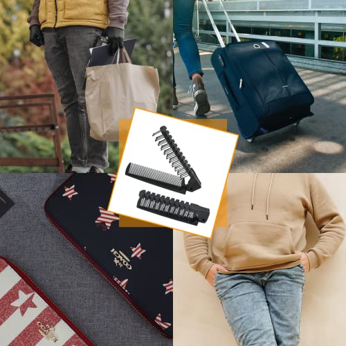 Qjaiune 6Pcs Travel Foldable Brush Comb Portable Folding Comb, Anti-Static Hair Comb Mini Pocket Comb, Double Headed Hair Brush Hairdressing Tools Plastic Folding Comb For Men Women (Black) #TOP6