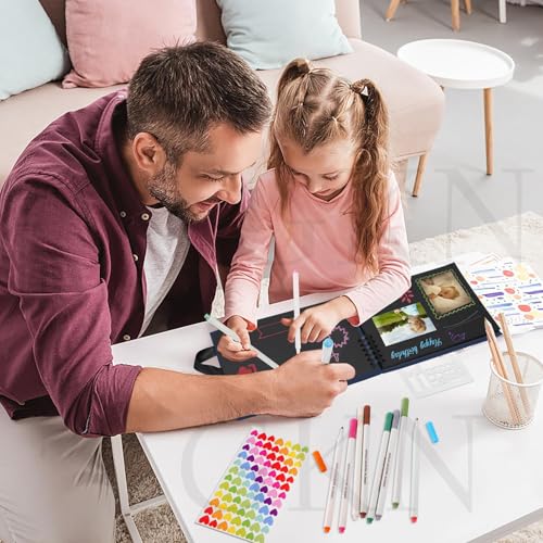 Image of GKN DIY Scrapbook Album Kit 40 Sheets /80 Pages Photo Album for Anniversary Birthday Wedding Memory Book with Metallic Pens, Stickers & DIY Accessories (Black)