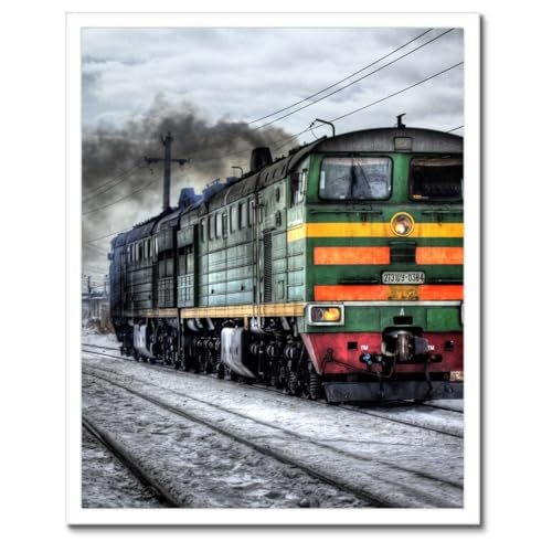 Poster cadre noir pour habiller un mur vide déco locomotive d'hiver