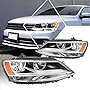 2Pcs Replacement Headlight Headlamps Assembly Compatible with Jetta MK6 11-18,Chrome Housing/Amber Corner