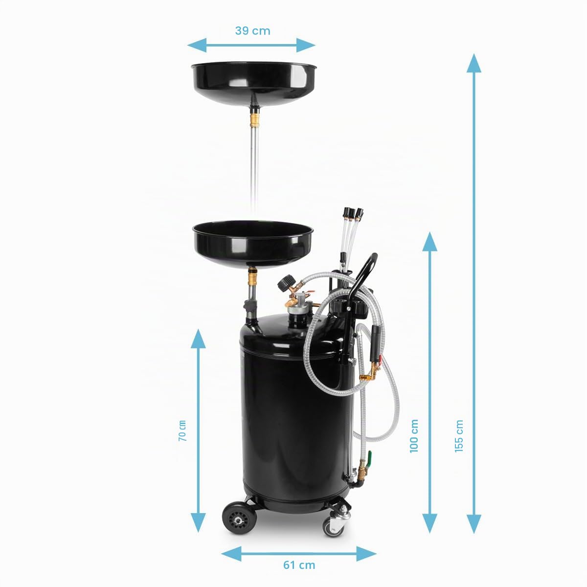 STAHLWERK Réservoir de collecteur d'huile avec une capacité de 70 l (OD-70 ST) – Collecteur d'huile mobile pour la récupération d'huile usagée lors du changement d'huile, dispositif d'aspiration