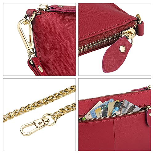 Image of Uromee Wristlet Wallet Clutch Purses for Women Genuine Leather Crossbody Bag Handbag with Detachable Shoulder Chain