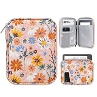 TiMOVO 6-7 Inch Tablet Sleeve for eReader Book Paperwhite/Colorsoft Signature Edition, Protective Sleeve Cover Case with Pocket for E-Reader/Oasis & Kobo Devices, Yellow Flower