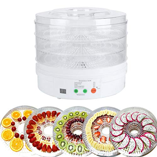 Catálogo de Deshidratador de Frutas y Verduras que Puedes Comprar On-line. 45 Deshidratador de Alimentos 3 Capas, Ciclo Calentamiento Máquina Secadora Frutas Verduras Deshidratador Eléctrico Inteligente Alimentos para familia prepara frutas verduras carnes...