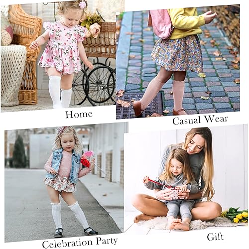 Zando Baby Knee High Socks - Infant to Toddler, Cotton Ruffle Socks, Warm Girls & Boys Long Stockings, 3-6 Pairs4