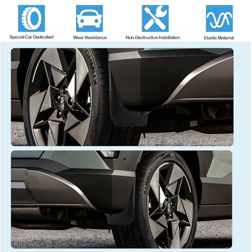 Image of 2024-2026 Kona Mud Flaps Splash Guards for 2026 Hyundai Kona Accessories No Drilling /Tape Mudflaps Wheel Liner Fenders Compatible with 2024 2025 2026 Hyundai Kona Kona SE /SEL /Limited(Not for N Line)