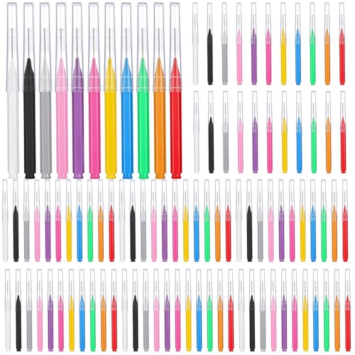 Image of Patelai 100 Pieces Braces Dental Brush for Cleaner Interdental Toothpick Dental Tooth Flossing Head Oral Hygiene Flosser Toothpick Cleaners Tooth Tool(Assorted Colors,Mixed Size)