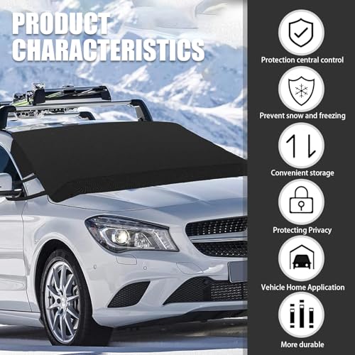 Image of Windshield Cover, Perfect Coverage Ice and Snow Isolation Winter Protection Cover, Windproof Anti-Freeze Oxford Cloth Outdoor Car Cover, Universal for Cars Trucks (Black #66.9 inch x 42.1 inch)