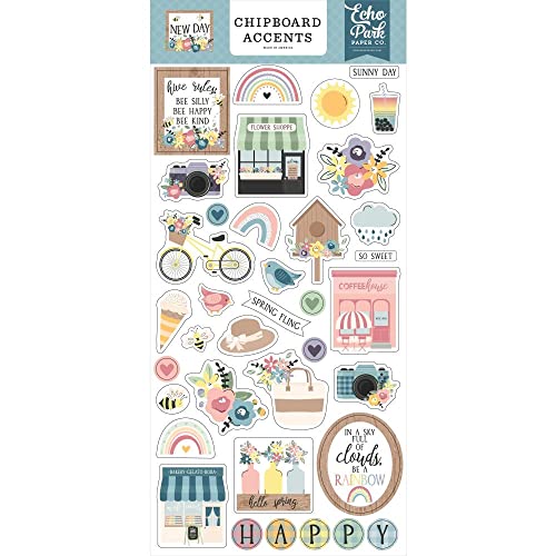 Echo Park Paper Company New Day 6x13 Chipboard Accents, White