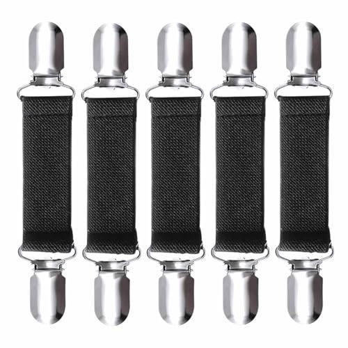 GiantGo 5 Stück Hosenträger Clips, Kleiderclips für Kleidung, elastische Pullover-Cardigan-Clips, Unisex-Hemd- und Schalhalter, robuste Kleiderclips für besseren Sitz, langlebig vielseitig 13x2,5cm