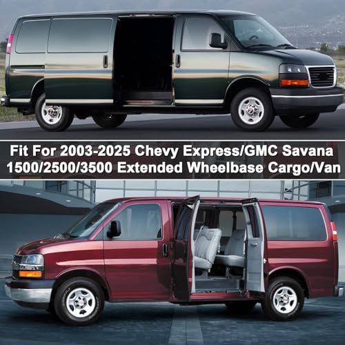 Image of Waterproof Car Cover Compatible with Chevrolet Express /GMC Savana Cargo Van 1500 /2500 /3500 Extended Length LWB 2003-2025, 6 Layers Car Covers with Zipper Door for Snow Rain Dust Protection