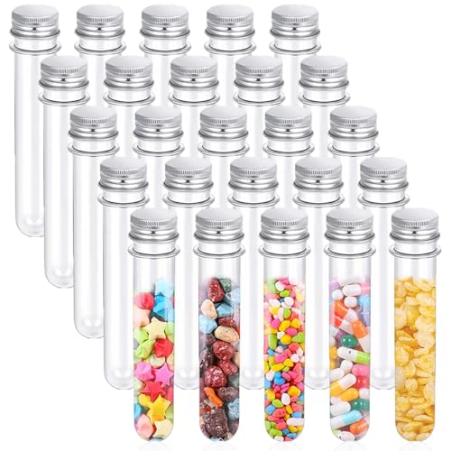 25PCS Test Tubes,40ml Clear Plastic Test Tubes with...