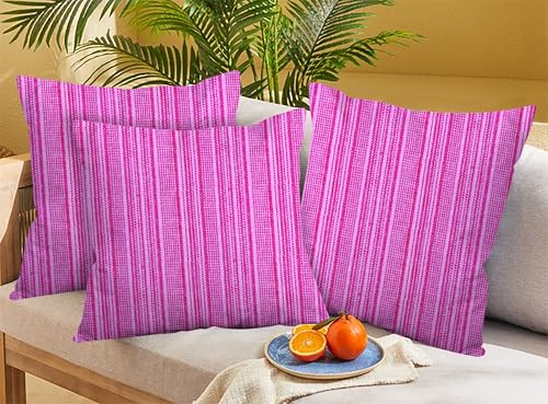 Image of nissi Cotton Plain Cushion Covers, 16x16 inches, Set of 3, (3, Pink, 16x16 inches)