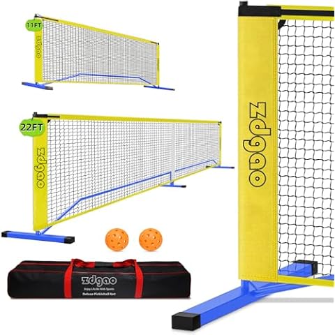 Zdgao Portable Pickleball Net - 2-in-1 Pickleball Net for Driveway with 22 FT Regulation Size & 11 FT Half Court Size Net with Pickleball Ball and Carry Bag, Steady Metal Frame for All Weather Cover