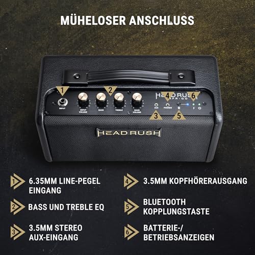 HeadRush FRFR-GO - 30W Verstärker für elektrische und Bassgitarren mit dualen 3\ Lautsprechern, Bluetooth und Akku für Multi-FX/Amp Modeling Pedale