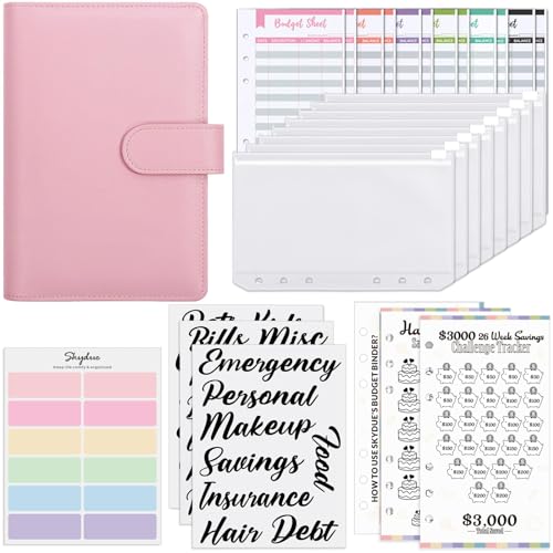 Image of SKYDUE Budget Binder With Cash Envelopes, Money Saving System, Expense Sheets, Challenge Trackers, and Category Labels - Combo Book for Saving Money