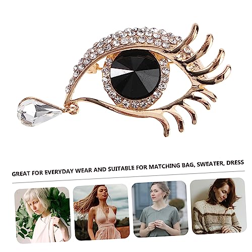 Kesyoo 1Pc Eye Brooch Lapel Pin Scarves For Women Dressy Blue Scarf Diamond-Studded Big Eyes Brooch Pin Corsage Decor Evil Eye Jewelry Rhinestone Decor Brooch Exquisite Brooch Miss Black #TOP2