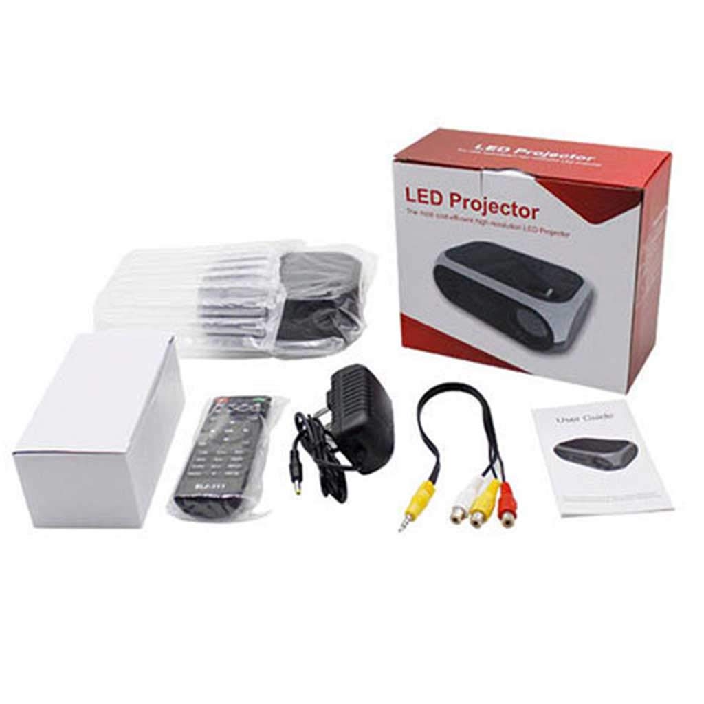 Videoproiettori Portatili Mini 1080P HD per L'intrattenimento Domestico, Home Theater Multimediale con Telecomando, Supporto HDMI, AV, SD, USB,A