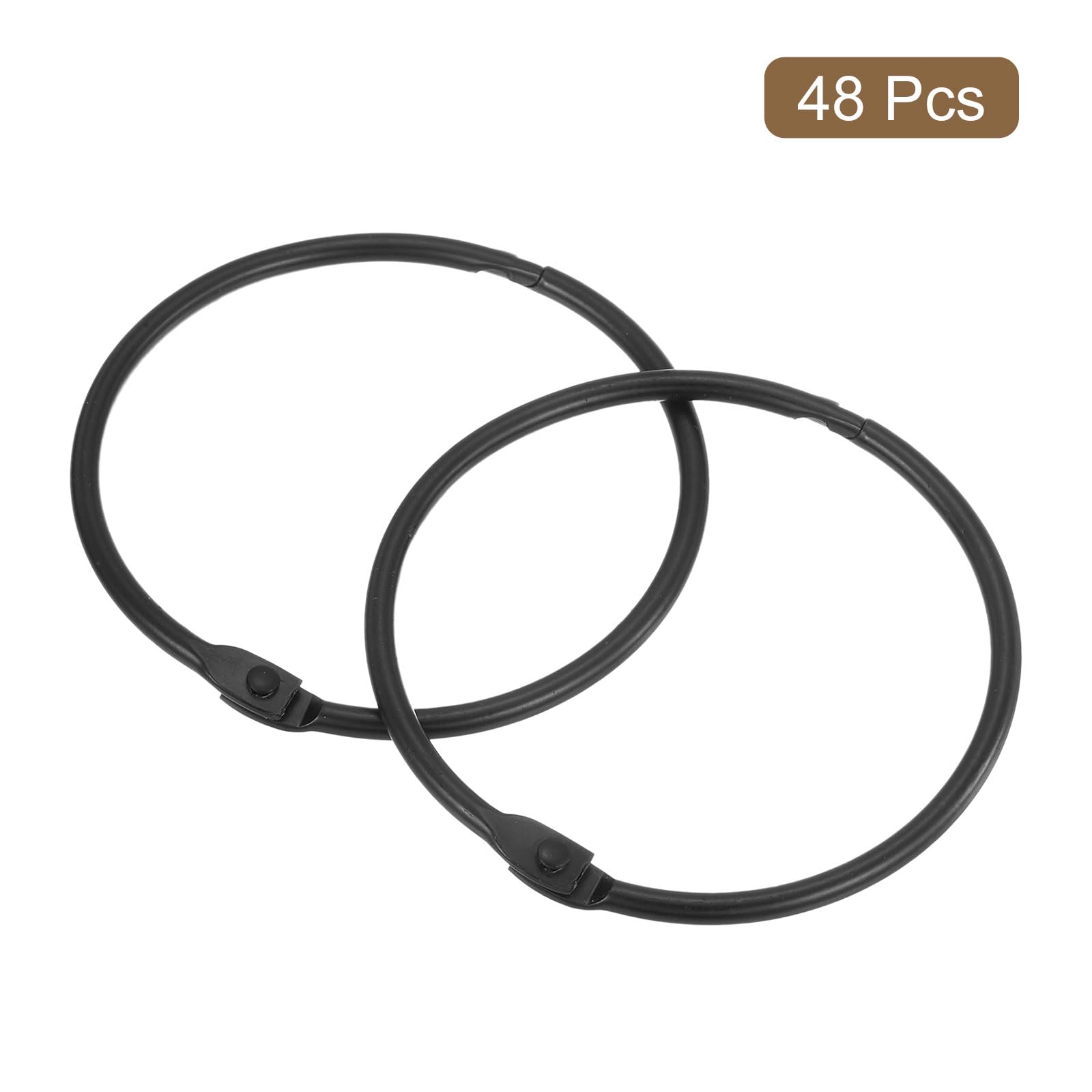 uxcell Duschvorhangringe, 7,6 cm, rostfreies Metall, runde Duschhaken, Schnappverbindung, für Badezimmer, Duschstange, Schwarz, 48 Stück