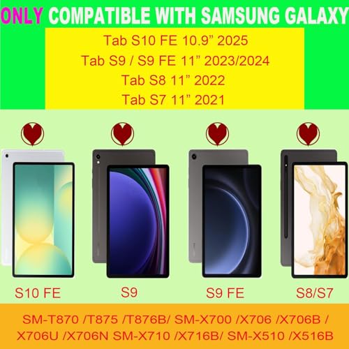 Image of RTSY Kickstand Combo Keyboard case for Samsung Galaxy Tab S10 Lite, S10 FE, S9, S9 FE, S8, S7 (11 /10.9 Inch) with 7-Color Backlit & Touchpad, Portrait & Horizontal Mode, Magnetic Detachable Keyboard