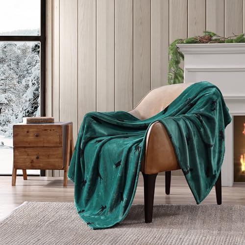 Image of Eddie Bauer - Throw Blanket, Ultra-Soft & Reversible Plush Bedding, Blanket for Couch & Bed (Buddy The Dog Green, 50 inch x 60 inch)