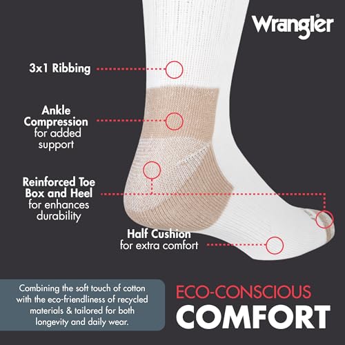 Wrangler - 365 Men's Crew Socks - Full Cushion Socks for All-Day Comfort - Fits Sizes 6-124