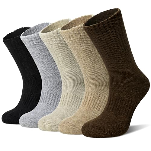 Merino Wool Socks For Women Hiking Winter Boot Thermal Warm Thick Cozy Work Crew Socks 5 Pairs