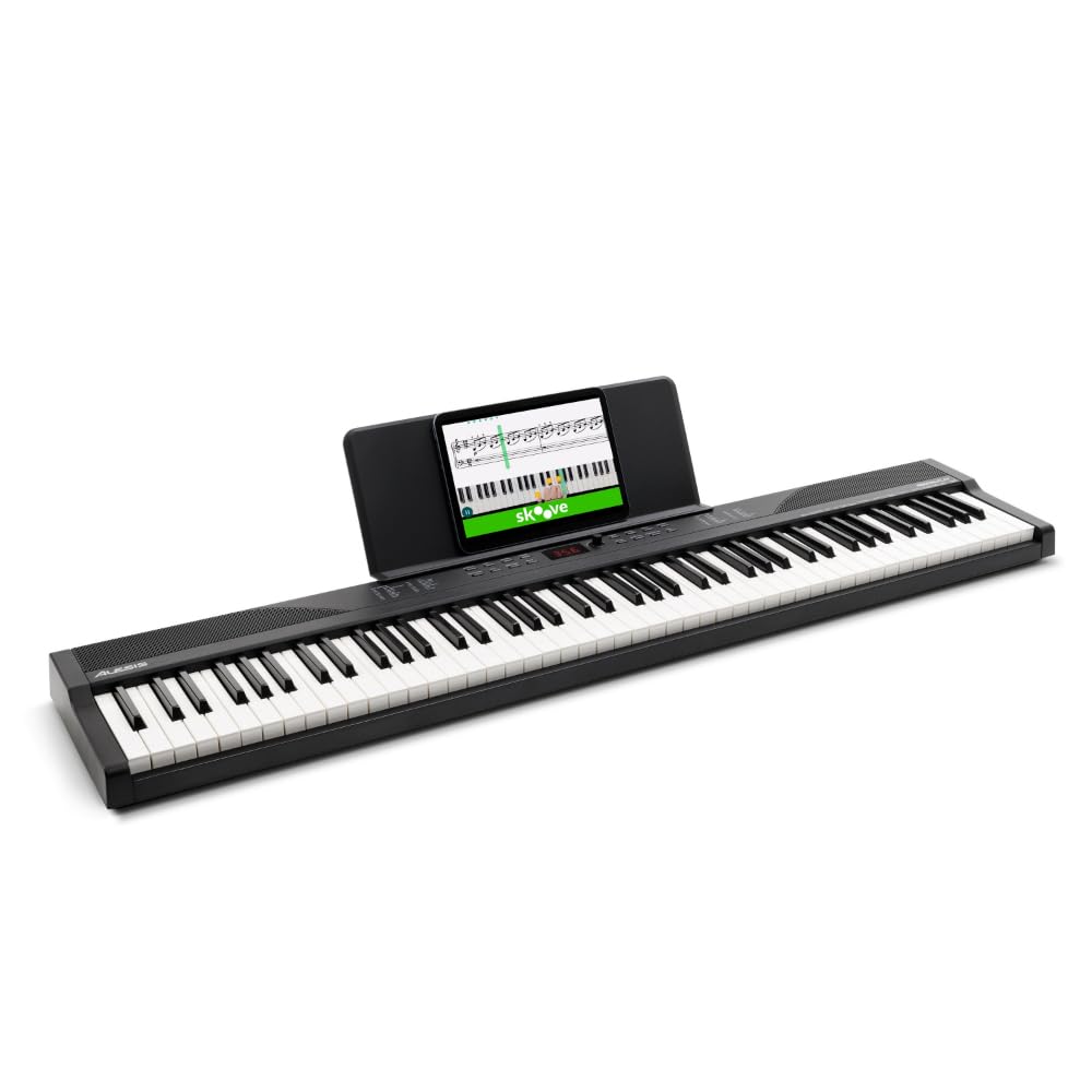 Alesis Keyboard E-Piano mit 88 Tasten, 480 Sounds, Lautsprechern, USB-MIDI, Tragetasche, Ständer, Kopfhörer, Pedal und Klavierlektionen für Anfänger