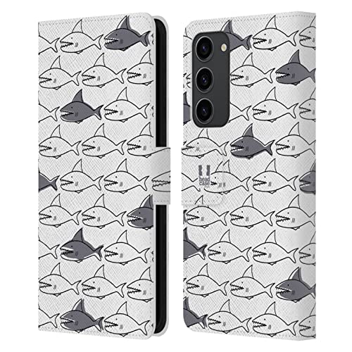 Housse portefeuille en cuir Galaxy S23+ 5G style griffonnage requin