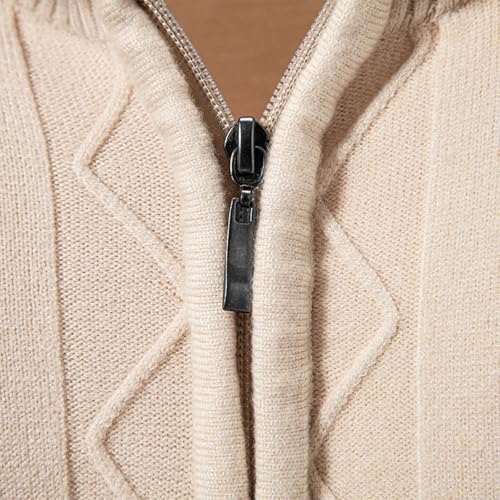 Cambkatl Men's 1/4 Zipper Stand Collar Pullover Sweaters Slim Fit Cable Knitted Turtleneck Long Sleeve Baselayer Jumpers3