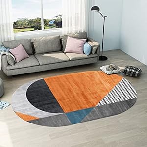 Tappeti Design Ovale Tapijten Voor Woonkamer Vloerkleed 150x180cm Trendy Modern Oranje Zwart Geometrisch, voor Woonkamer Speelkamer Slaapkamer Bal Baby Baby Kruipen