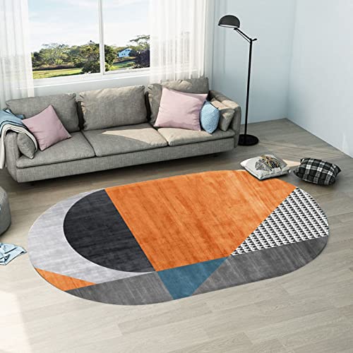 Tappeti Design Ovale Tapijten Voor Woonkamer Vloerkleed 150x180cm Trendy Modern Oranje Zwart Geometrisch, voor Woonkamer Speelkamer Slaapkamer Bal Baby Baby Kruipen