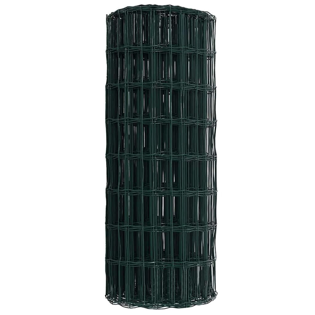 Ogrodzenie euro, zielone 0,6 x 25 m, żelazo powlekane PCW, odporne na warunki atmosferyczne, do użytku na zewnątrz, trwałe ograniczenie działki, łatwe w pielęgnacji panele ogrodzeniowe