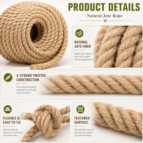 Corde de jute de chanvre robuste et biodégradable de 50 mètres - 4