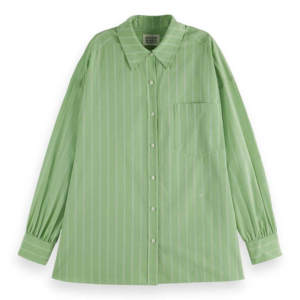 Scotch & Soda Women's Regular-fit Girlfriend Shirt, Pistachio/Soft Ice Stripe, 36 in