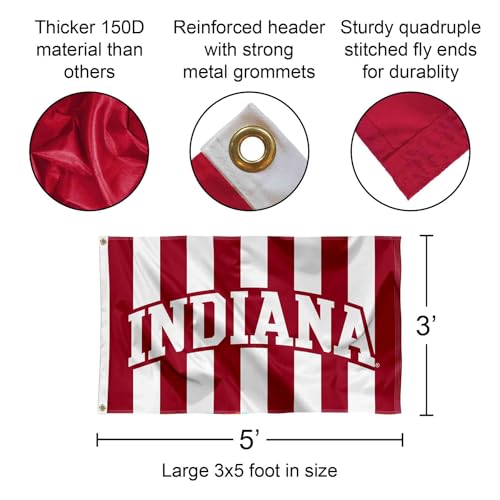 Bandera de Indiana Hoosiers de lona resistente con ojales para mastil de jardin americano 2