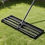 Strifuture Lawn Leveling Rake 76cm - Adjustable 119-196cm Handle, 180° Rotating Head, Heavy-Duty Steel for Lawns, Golf & Driveways